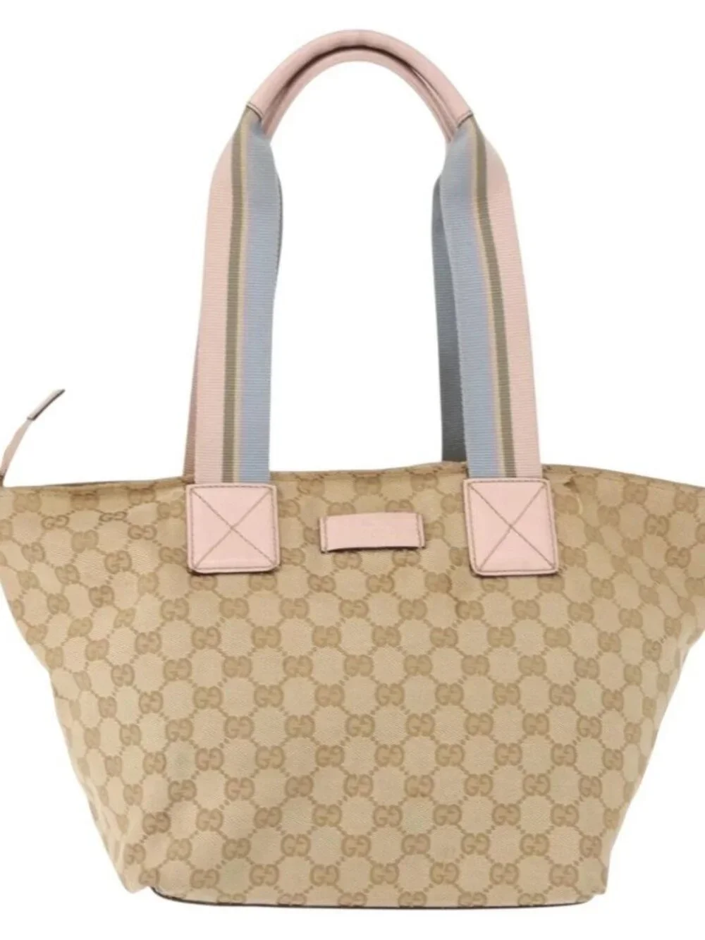 GUCCI GG Canvas Sherry Line Tote Bag Beige Pink 131230 Auth 152017